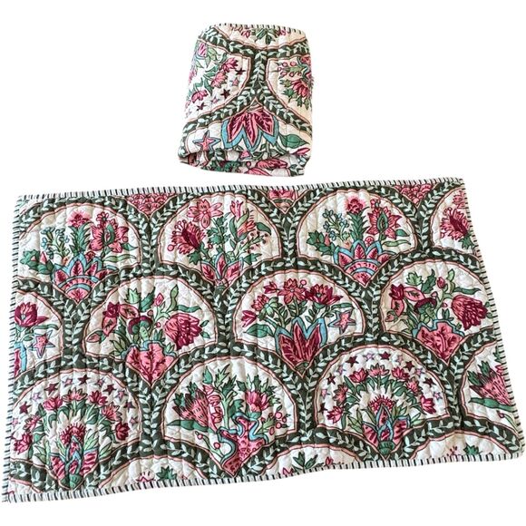 West Elm Rhode Mushroom Floral Stripe Reversible Cotton Percale King Sham Set - Picture 2 of 9